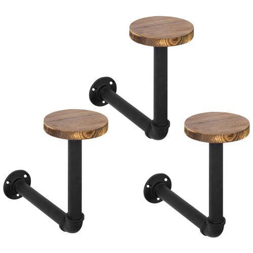 Metal Pipe & Wood Wall Mounted Hat & Wig Holder, Set of 3 - MyGift