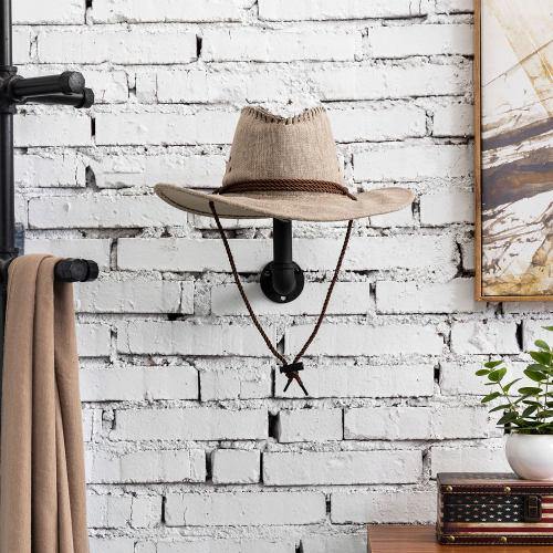 Metal Pipe & Wood Wall Mounted Hat & Wig Holder, Set of 3 - MyGift