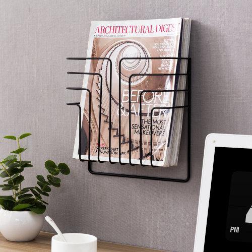 Black Metal Wire Magazine and File Rack - MyGift