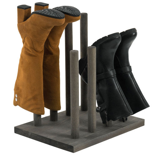 Vintage Gray Solid Wood Boots Holder Stand-MyGift