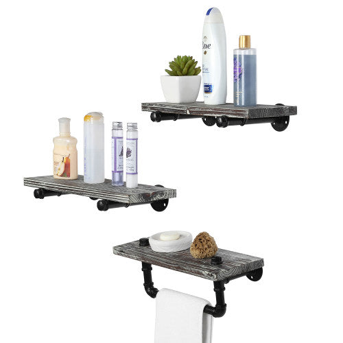 Urban Wood Bathroom Shelves with Towel Bar – MyGift