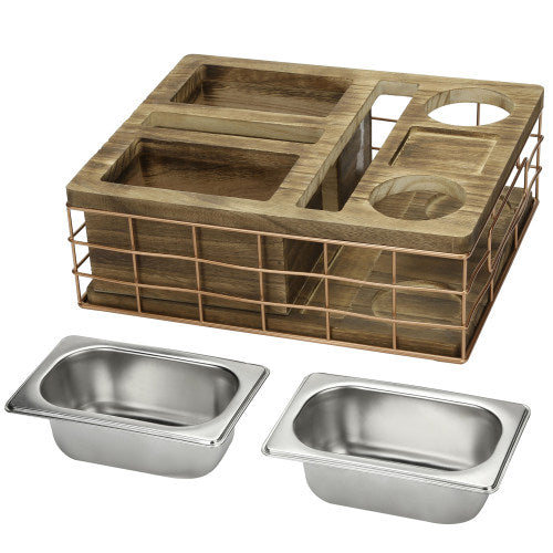 All-in-One Entertainment Snack Tray w/ Burnt Wood & Copper Wire & Accessory  Holder