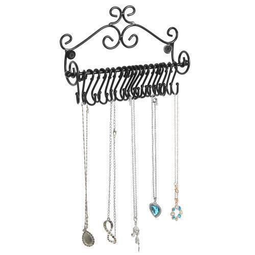 Black Metal Scrollwork Jewelry Rack w/ Hooks, Set of 2 - MyGift