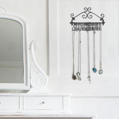 Black Metal Scrollwork Jewelry Rack w/ Hooks, Set of 2 - MyGift