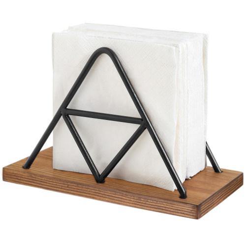 Triangle Design Metal Wire & Brown Wood Napkin Holder - MyGift