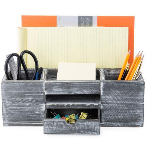 Rustic Gray Wood Desktop Organizer – MyGift