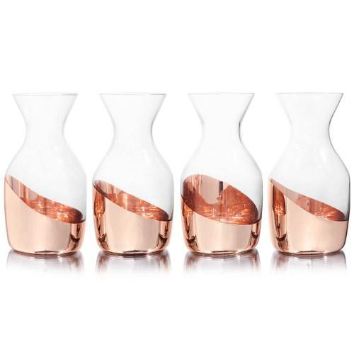 Copper Accented Serving Mini 6 oz Glass Carafes, Set of 4 – MyGift