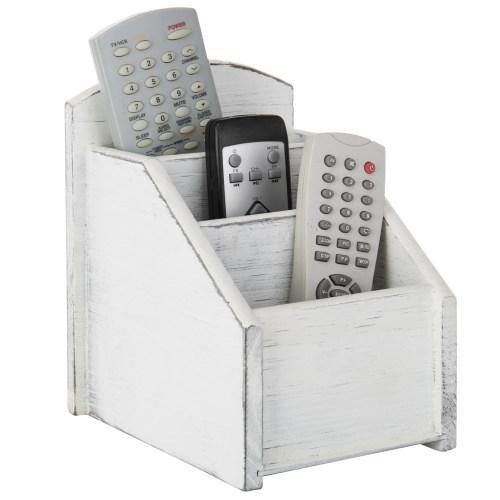 Vintage White Wood Remote Control Organizer - MyGift