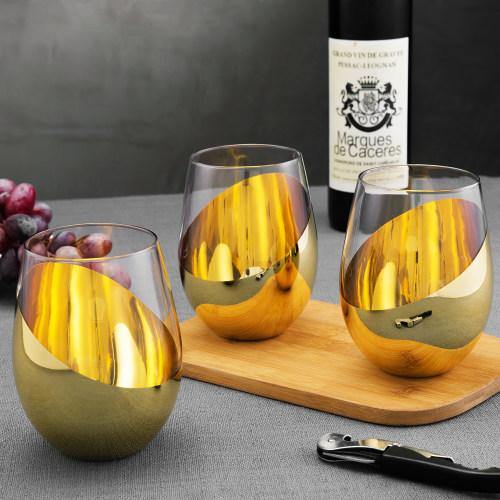 Modern Brass Stemless Wine Glasses