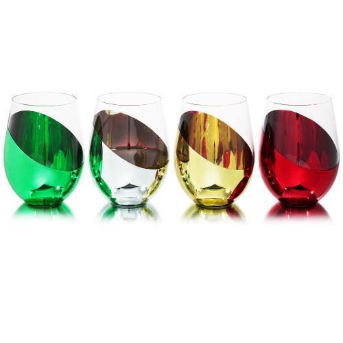 Multicolored Stemless Wine Glasses, Set of 4 - MyGift