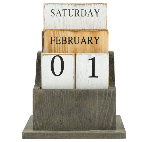 Vintage Style Solid Wood Perpetual Calendar-MyGift