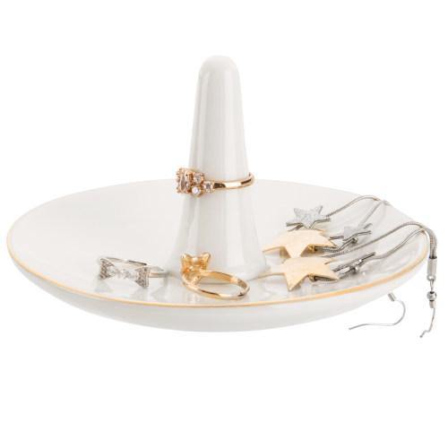 White Ceramic Jewelry Dish with Gold Trim - MyGift