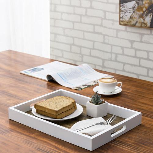 Brown/White Wood Serving Tray - MyGift