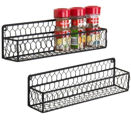 Black Chicken Wire Spice Rack, Set of 2 - MyGift