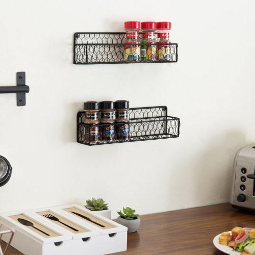 Kitchen Wooden Spice Rack Set of 2