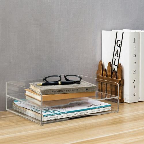 Clear Acrylic Stacking Desktop Document Trays, Set of 2 - MyGift