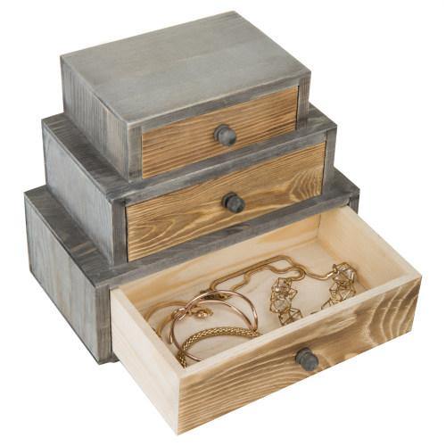 Whitewashed Wood Desktop Organizer with 2 Drawers – MyGift