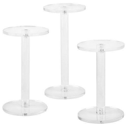 Clear Round Acrylic Display Riser Stands, Set of 3-MyGift