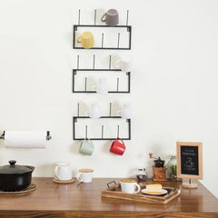 Coffee Cup Rack / Three Cup Holder / Metal Wall Hanging / Kitchen