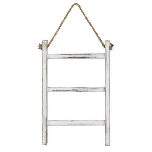 Whitewashed Wood Wall-Hanging Hand Towel Ladder - MyGift