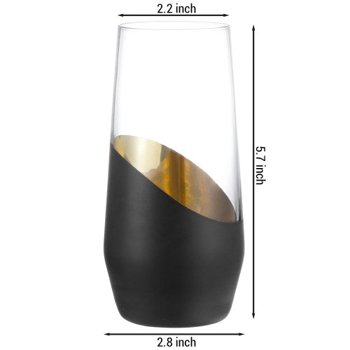 Modern Black and Gold Plated Stemless Champagne Flutes, Set of 4-MyGift