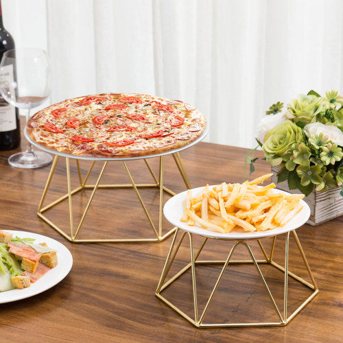 Modern Brass Plated Pizza Riser, Set of 2-MyGift