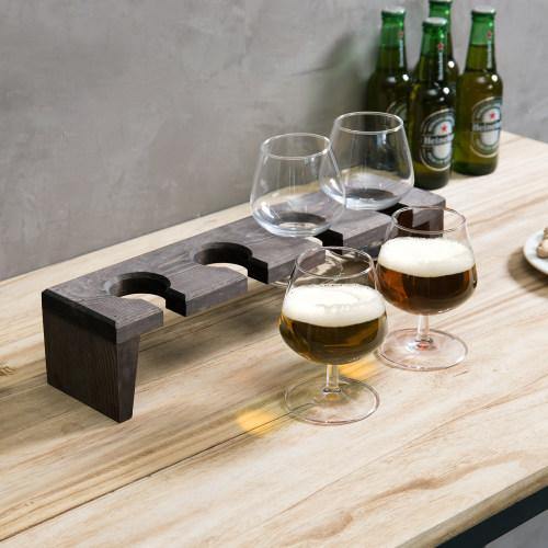 Industrial Pipe and Vintage Weathered Gray Wood Beer, Whiskey Flight S –  MyGift