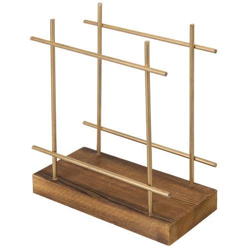 Rustic Dark Brown Wood & Brass Metal Napkin Holder - MyGift