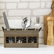 Reclaimed Style Wood and Chicken Wire Utensil Holder - MyGift