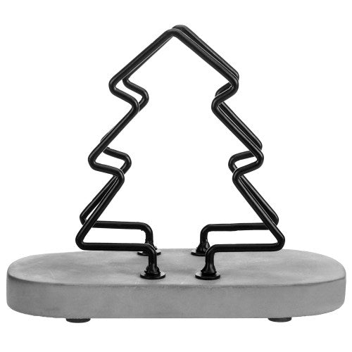 Metal Wire Napkin Holder w/ Gray Cement Base and Christmas Tree Design-MyGift