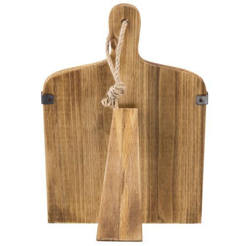 Cutting Board Shaped Burnt Wood and Galvanized Metal Cookbook Holder - MyGift