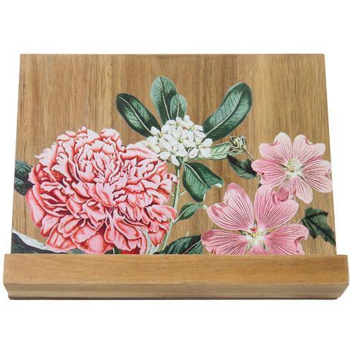 Premium Acacia Wood Cookbook Stand w/ Floral Print - MyGift