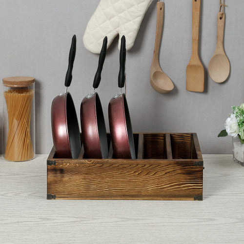 Set of vintage wooden pots and pans