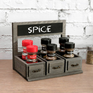MyGift Set of 6 Round Glass Spice Container (6 oz) with Screw on Metal Lids  and 2 Tier Wire Display Rack