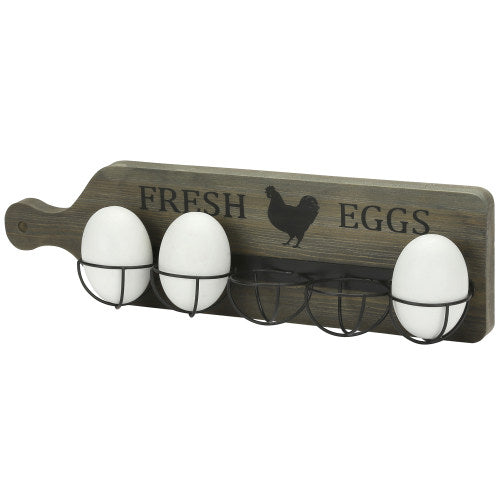 MyGift Vintage Gray Wood Egg Tray Holder with Black Metal, 2 Tier Egg  Storage Tray with Erasable Chalkboard Label