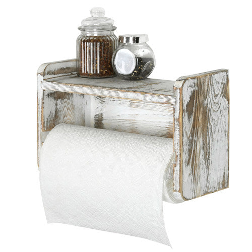 Brown Wood & Black Metal Paper Towel Roll Stand w/ Spice Rack & Napkin  Holder