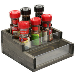 Burnt Brown Wood and Clear Acrylic Spice Jar Holder Rack, Kitchen Stor –  MyGift