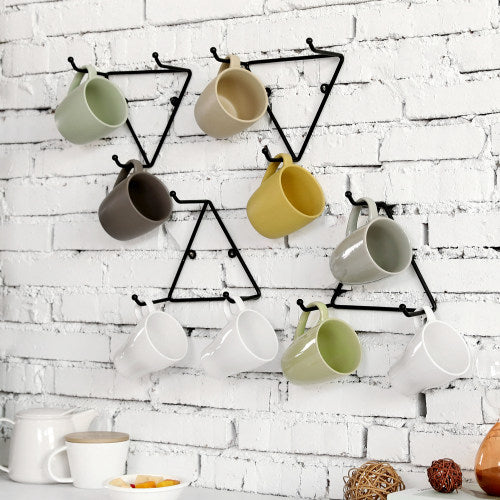 Modern Matte Black Metal Triangular Mug Racks, Set of 4-MyGift