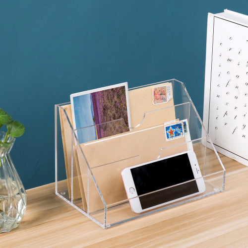 Clear Acrylic Mail Sorter & Desktop Organizer-MyGift