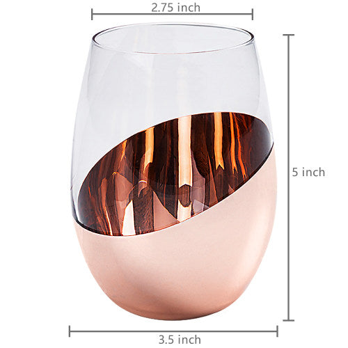 Large 17oz Stemless Copper Wine Glasses, Set of 6