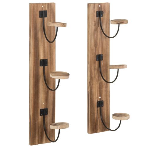 Wall Mounted Wood Coat and Hat Rack, 4 Hooks, Light Brown