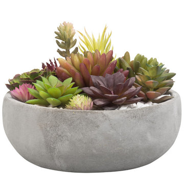 Minimalist Round Gray Cement Succulent Planter Bowl, 8 Inch Size – MyGift