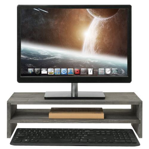 Rustic Barnwood Gray Wood Computer Monitor Stand - MyGift