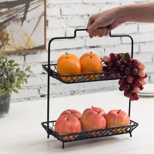 Vintage Design Black Metal Wire Fruit Basket - MyGift