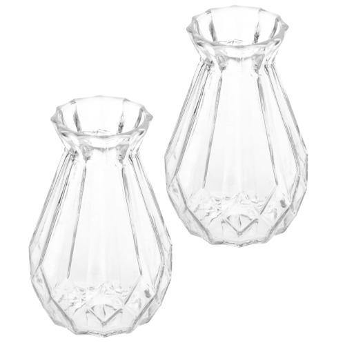 Decorative Clear Glass Diamond-Faceted Flower Vases, Set of 2 - MyGift