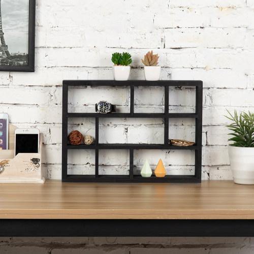 Black Wood Shadow Box Display Shelf - MyGift