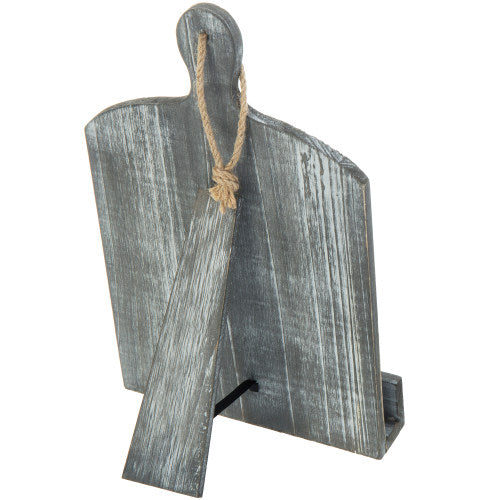 Gray Wood Cutting Board-Style Cookbook and Tablet Stand