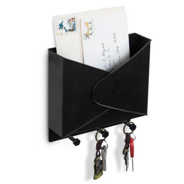 Industrial Style Black Metal Mail Organizer Rack with Hooks – MyGift