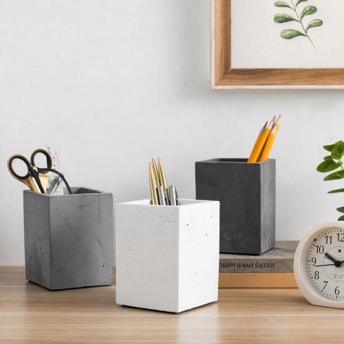 Modern Gray Concrete Pencil Cups, Set of 3 - MyGift