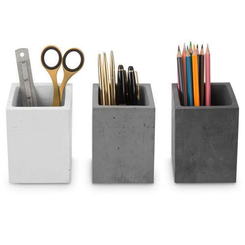 Modern Gray Concrete Pencil Cups, Set of 3 - MyGift